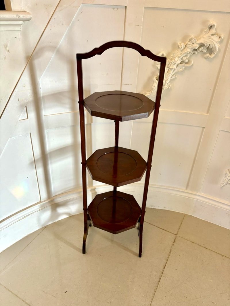 Antique Edwardian Mahogany Three-Tier Cake Stand